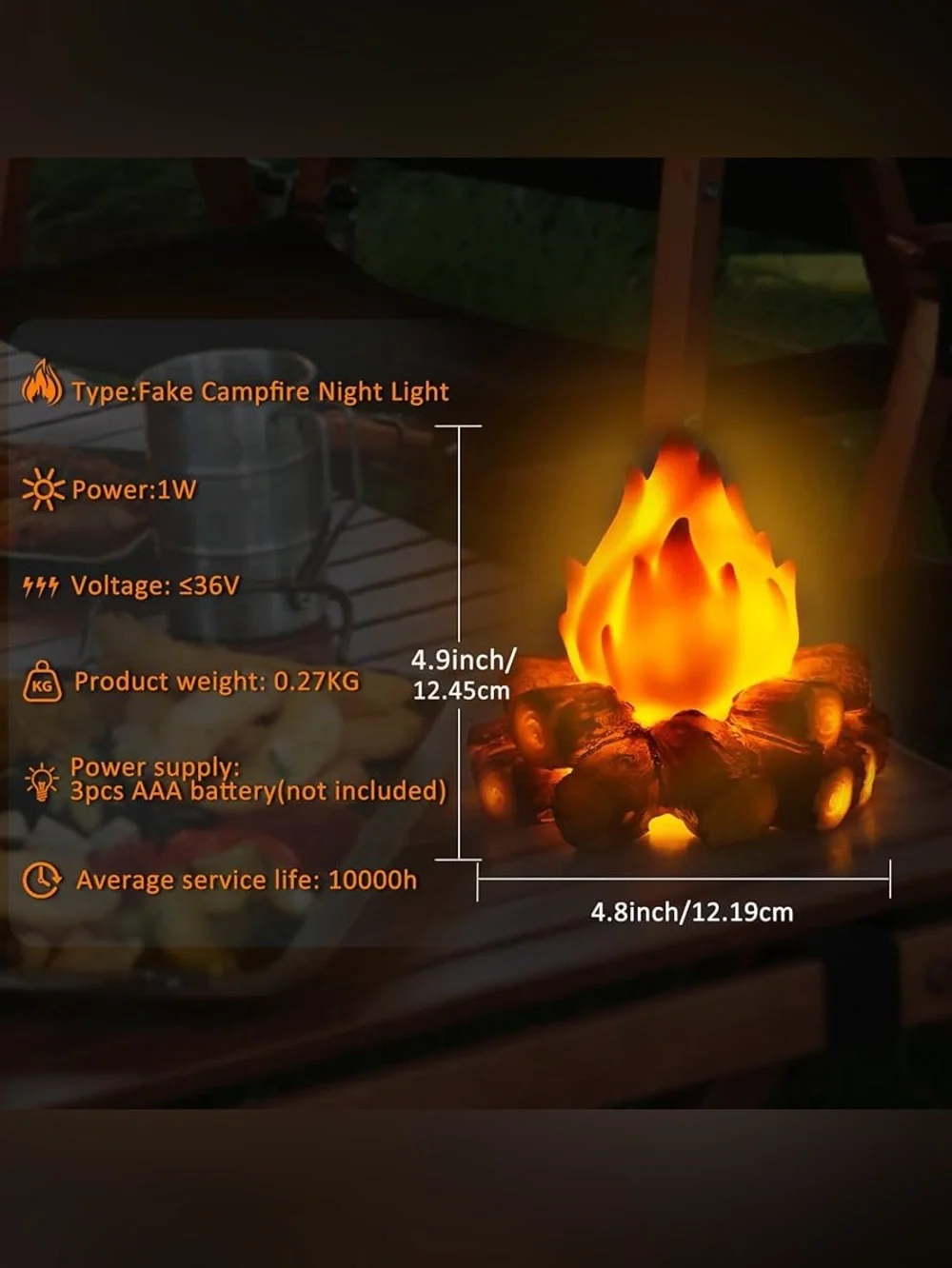 Decorative Orange Campfire LED Centerpiece - Home Party Supplies